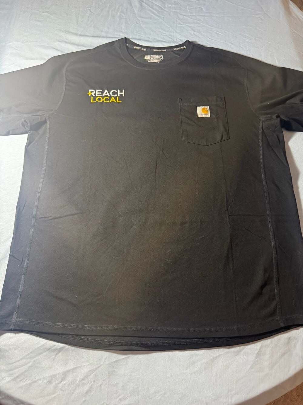 Carhartt Black Short Sleeve Pocket T-Shirt w/Logo, XL, Relaxed Fit